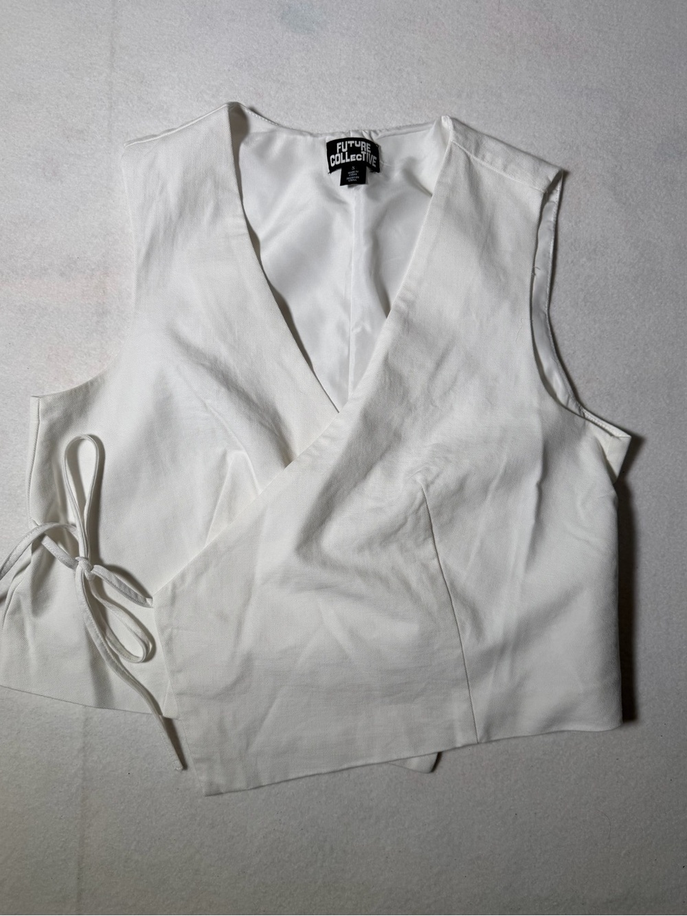 Future Collective White Wrap Crop Vest